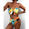 Bandeau-Bikini mit hoher Taille